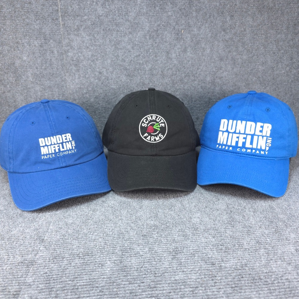 The Office Hat Lot 3 Dunder Mifflin Schrute Farms Mens Strapback Caps Blue Black